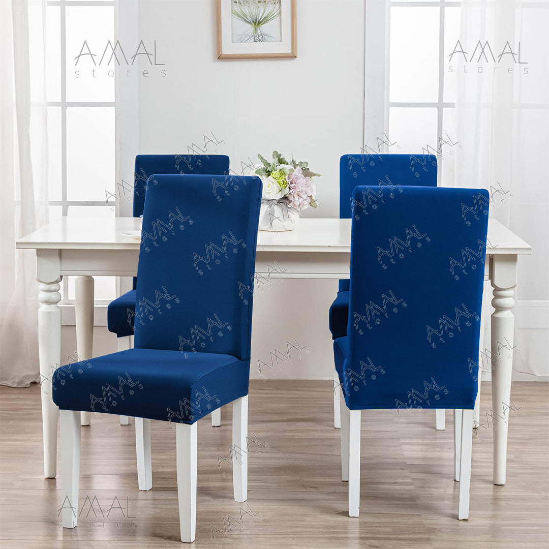 Blue- Flexible Jersey Cotton Chair Covers –