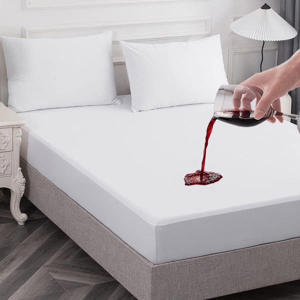 Poly Cotton Waterproof Mattress Protector In White Color (With Joint)