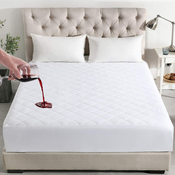 King Size Microfiber Quilted 100% Waterproof Mattress Protector In White Color