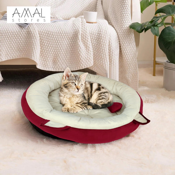 Velvet Stuff Ultra Soft Fully Comfortable Round Shape Portable Rest Cushion For Pets Available In Multi Colors