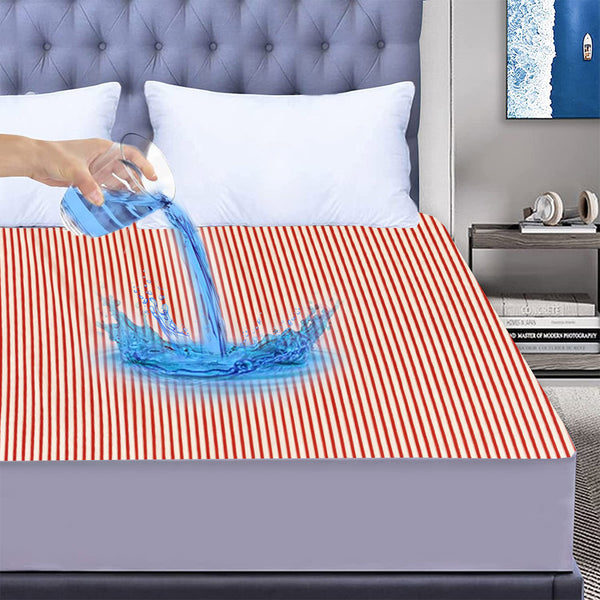 Jointless Terry Stripe Waterproof Mattress Protector In Elastic Fitted Style- 3 Colors