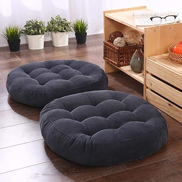 Round Shape Floor Cushion In Black Color