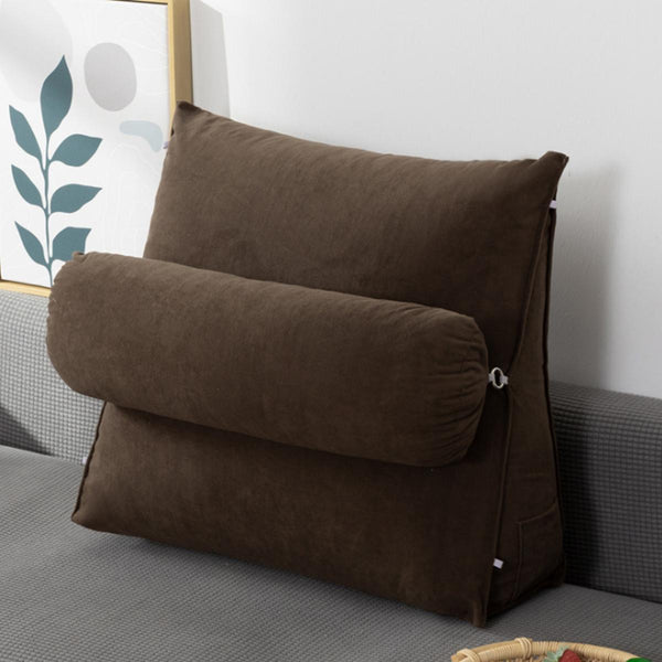 Velvet Triangular Back Rest Cushion / Neck Rest Pillow / Back Wedge Cushion In Brown Color