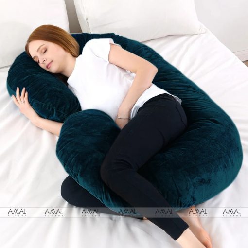 C Shape Velvet Stuff Pregnancy Pillow / Sleeping Support Pillow in Zinc Color