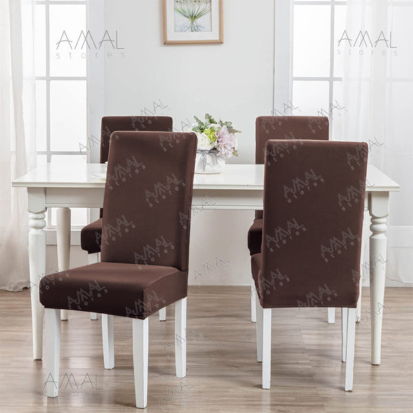 Coffee- Flexible Jersey Cotton Chair Covers