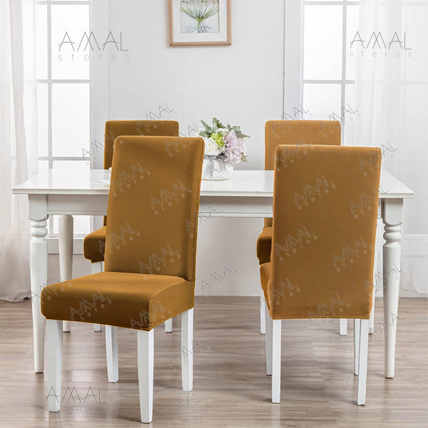 Light Brown- Flexible Jersey Cotton Chair Covers