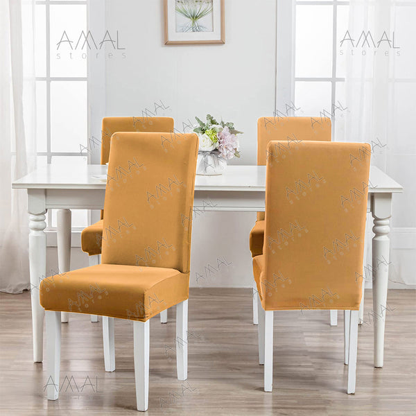 Beige- Flexible Jersey Cotton Chair Covers