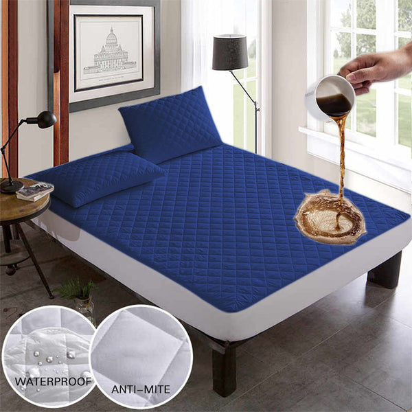 Jointless Cotton Quilted Waterproof Mattress Protector In Elastic Fitted Style- 5 Colors